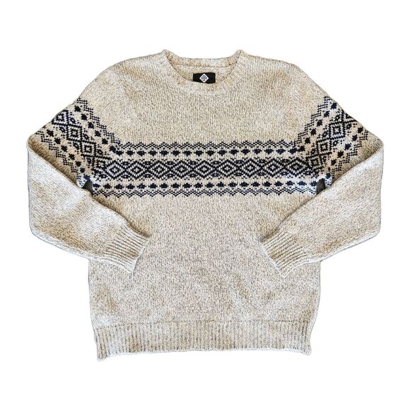 Chunky Knit Sweater Men 2XL‎ Wool Blend Fair Isle Nordic Eclectic Grandpa Style - Picture 1 of 6